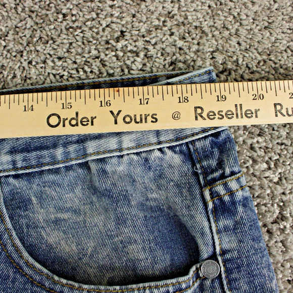 KAALU Distressed Acid Wash Jeans Mens 38x32 Blue Ripped Denim - Picture 3 of 11